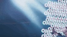 a blue background with white letters that say ohh on it