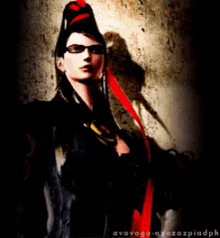 a painting of a woman with a red feather on her head is titled brazozpiadph