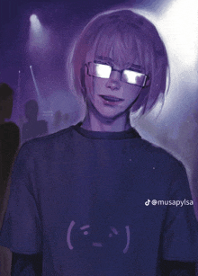a drawing of a person with glasses and a shirt that says musapylsa on it