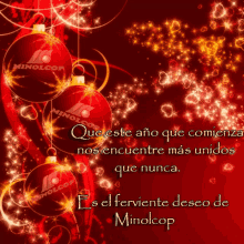 a greeting card that says ' que este ano que comienza nos encuentre mas unidos que nunca ' on it