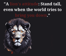 a lion 's attitude : stand tall even when the world tries to bring you down ..