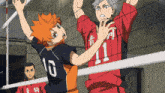 a volleyball player with the number 10 on his back is jumping in the air