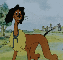a cartoon dog is wearing a yellow shirt