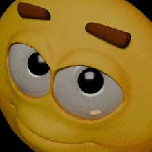 a close up of a cartoon face with big eyes
