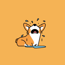 a cartoon of a dog crying with tears coming out of his eyes