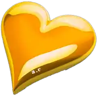 a yellow heart with the initials a.c. on it