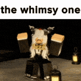 a picture of a cartoon character with the words " the whimsy one " above it