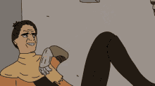 a cartoon of a man with a prosthetic hand