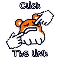 a cartoon of a hamster holding a piece of paper and the words click the link below it