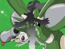 a cartoon drawing of a green robot with a shadow on it