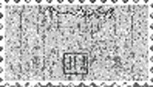 a black and white image of a stamp with a square in the center .