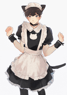 a boy in a maid outfit with cat ears