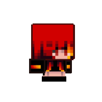 a pixel art of a person with red hair and glasses