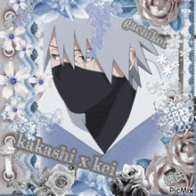 kakashi x kei is written on a picture of flowers