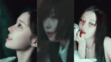 a collage of three images of a woman 's faces