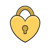 a gold heart shaped padlock with a keyhole