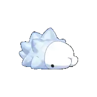 a cartoon drawing of a white animal with spikes on its body