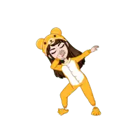 a cartoon of a girl in a teddy bear outfit