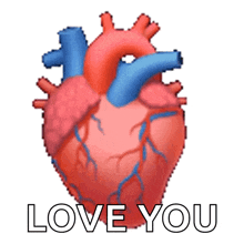 an animated image of a heart with the words love you below it