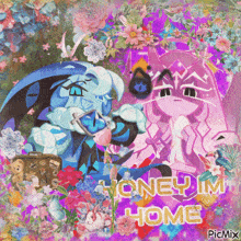 a couple of cartoon characters with the words honey im home