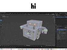 a computer screen with the word hi on the top left
