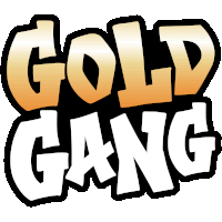 a logo for the gold gang is shown on a white background