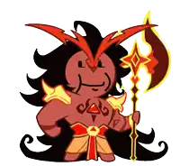 a cartoon character is holding a spear and a large axe