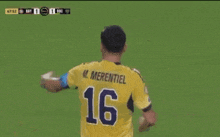 a soccer player with the number 16 on his back