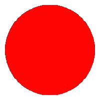 a red circle on a white background with a black border