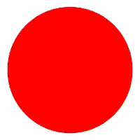 a red circle on a white background with a black border