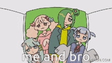 a group of anime characters are standing next to each other with the words " me and bro " below them