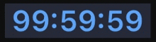 a clock displays the time of 9:59 on a black background