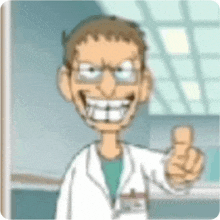 a cartoon of a doctor with a name tag that says ' dr. ' on it