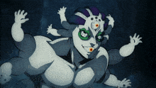 a cartoon drawing of a monster with many hands