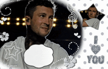a picture of a man with a speech bubble and the words i love you