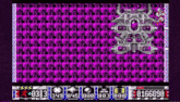 a video game screen shows a purple background with numbers and letters including 0166898
