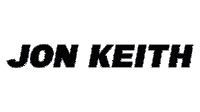 a logo for jon keith with a splash of blue and purple paint