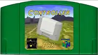 a green nintendo 64 controller pak with a white controller on it