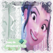 a picture of a girl with the words " alight motion " on the top
