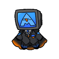 a cartoon drawing of a person with a tv head