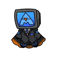 a cartoon drawing of a person with a tv head