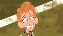 a cartoon of a boy with red hair and a bow tie