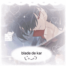 a picture of a boy with the words blade de kar written below it
