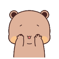 a cartoon bear covering its face with its paws
