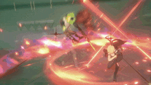 a woman in a video game is being attacked