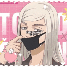a drawing of a girl wearing a face mask with the words todito de miyu written on it