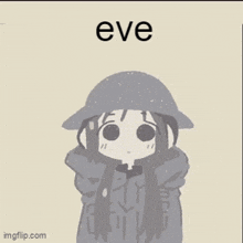 a drawing of a person wearing a cat costume with the word eve on it
