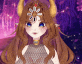 a drawing of a girl with horns and a tiara on her head