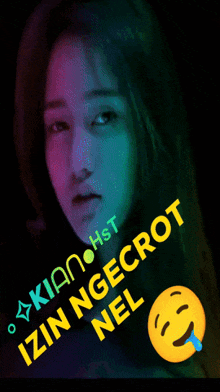 a picture of a woman with the words izin ngecrot written above her