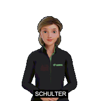 a cartoon woman wearing a black shirt that says simax on it